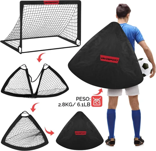 Vista 4 de Juego de porterías de fútbol para niños para patio trasero – 2 de 4 x 3 pies, equipo portátil de entrenamiento de portería de fútbol, red de fútbol