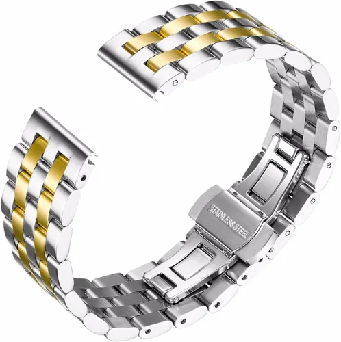 Vista 2 de BINLUN Correa de reloj de acero inoxidable de repuesto de metal para hombres y mujeres, 0.709 in0.748 in0.787 in0.827 in0.866 in0.945 in con extremo