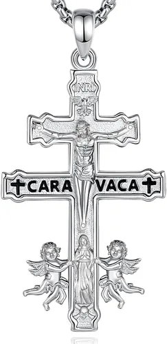 Vista 81 de Vito Collar de plata de ley 925 para mujeres y hombres, San Benito, crucifijo, Caravaca, San Cristóbal, San Judas, medalla patronal, amuleto