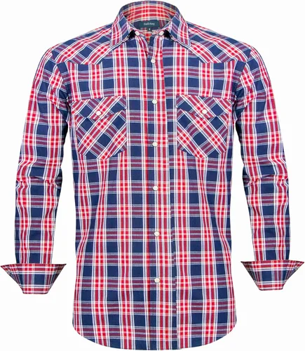 Vista 16 de Men's Western Cowboy Shirts-Long Sleeve Snap Button Plaid Shirt, Regular Fit Cotton Casual Shirt