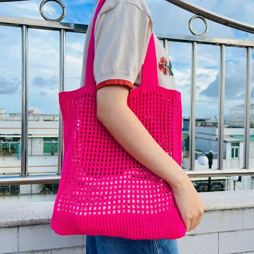 Vista 6 de Bolso Hobo de ganchillo para mujer, estilo casa de campo de hadas Y2K, bolsa de playa bonita