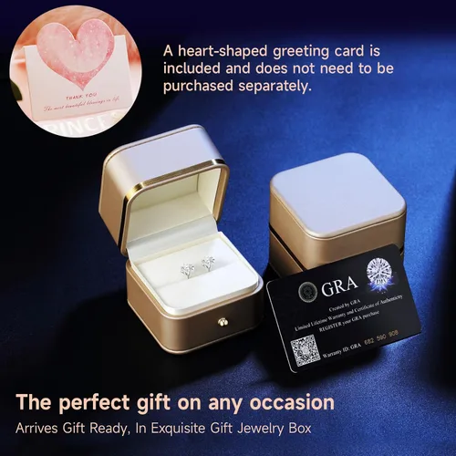 Vista 5 de Aretes para mujer, regalos para esposa y mamá, aretes de moissanita de 0.6 quilates y 3 quilates, regalo de joyería de aniversario para esposa