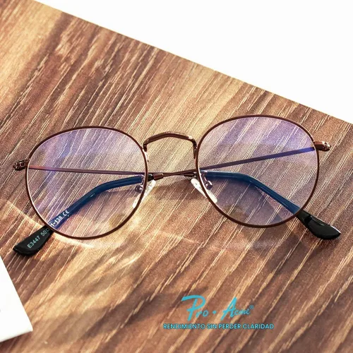 Vista 4 de Pro Acme Blue Light Glasses for Women Men, Classic Round Metal Frame B2 - Bronce - Filtro de luz azul