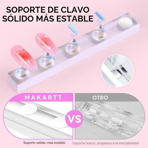 Vista 6 de Makartt Soporte de uñas para uñas a presión, práctica de pintura artística, soporte magnético para pintar uñas, soporte para diseños de uñas
