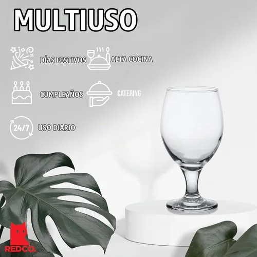 Vista 3 de Red Co. Belluno Classic - Vasos transparentes para agua, jugo, licor, copas de vino, juego de 6 (13.5 onzas)