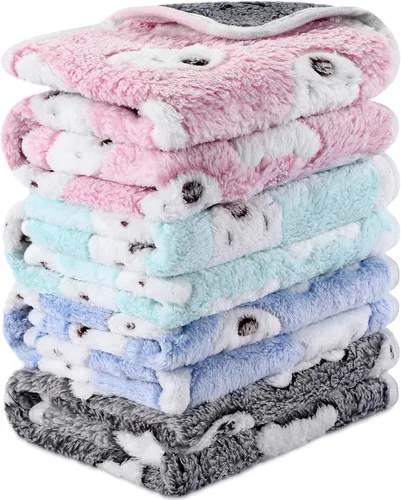 Vista 23 de Reginary - 4 mantas de forro polar de conejillo de indias, adorable pata Revestimientos impermeables y lavables, ropa de cama absorbente de doble