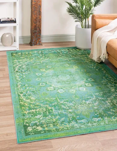 Vista 31 de Unique Loom Renaissance Collection - Alfombra rectangular de 2 x 3 pies 1 pulgada, color azul y verde