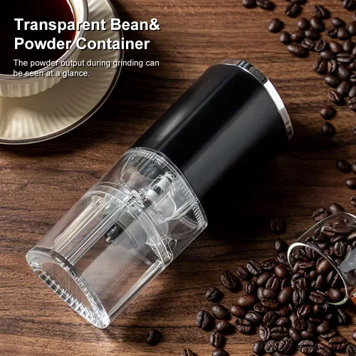 Vista 9 de Molinillos de café para uso doméstico, molinillo de café de rebabas, cafetera con molinillo de carga USB integrada, molienda gruesa y fina, adecuada