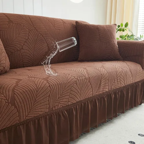 Vista 11 de WONGS BEDDING Funda de terciopelo elástico para sofá, funda acolchada con falda, apta para mascotas, duradera, lavable, elástica, de fácil ajuste