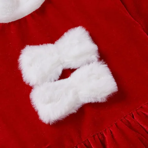 Vista 5 de Toddler Girl Christmas Dress for First Christmas Baby Girl Outfit Little Girls Santa Red Dresses with Hat 0-6 Years