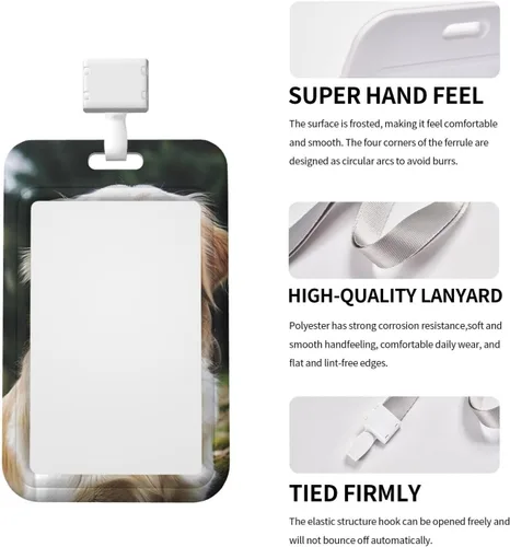 Vista 3 de Divertido soporte para tarjetas de identificación con cordón de identificación con cordón de separación, funda de plástico impermeable para tarjetas