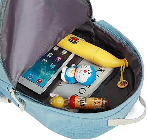 Vista 3 de 4 mochilas de lona casuales ligeras con diseño de panda para mujer, Azul, Viajar