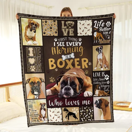 Vista 2 de Tupmnbry Manta tipo bóxer para perros y cachorros, manta de franela súper suave, ligera y esponjosa para mascotas lindas, 50 x 60 pulgadas