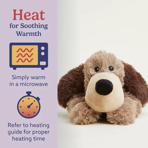 Vista 4 de warmies Animales de peluche con peso y aptos para microondas, perro marrón, peluche térmico para calidez y comodidad, lindos juguetes de felpa suave