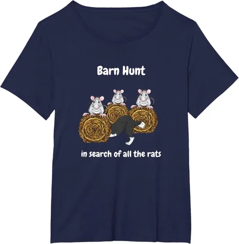 Vista 13 de Funny Barn Hunt - En busca de las ratas con Border Collie Camiseta, Negro
