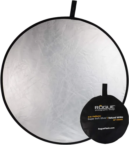 Vista 6 de Rogue Reflector plegable 2 en 1 - Super Soft Silver / Natural White 20x40" a softer more diffuse light than shiny silver reflectors
