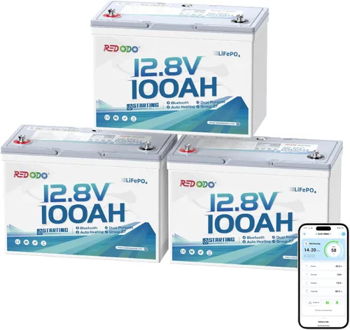 Vista 23 de Redodo Batería de litio Bluetooth inteligente de 12 V 50 Ah LiFePO4 para motor de arrastre, protección contra bajas temperaturas, vida útil de 10