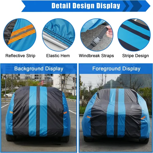 Vista 3 de Kaugung Funda impermeable para automóvil BMW Serie 3 (1999-2025), cubierta exterior completa para automóviles, ligera, resistente al sol, UV