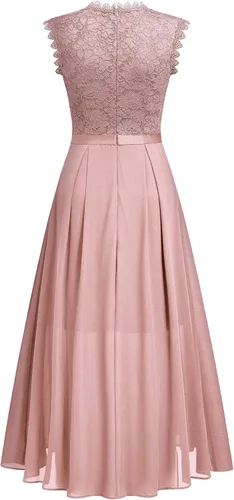 Vista 7 de Miusol Vestido largo formal de dama de honor estilo retro de encaje para mujer