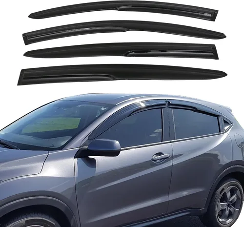 Vista 2 de Viseras de ventana compatibles con Honda HRV HR-V 2016-2022, protectores de lluvia acrílicos JDM ahumados por IKON MOTORSPORTS, 2017, 2018, 2019