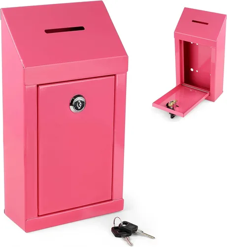 Vista 26 de Caja de Donación de Metal - Caja de Sugerencias con Ranura y Cerradura - Caja de Seguridad para Dinero - Caja de Depósito Segura - Caja