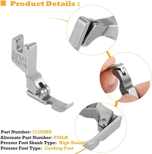 Vista 3 de 4 piezas diferentes prensatelas de cremallera P36L P36N P363 S518N compatibles con JUKI Brother Singer Consew típicas máquinas de coser industriales