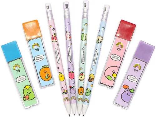 Vista 5 de [2 en 1] Carrot Friends Cute Character Illustration 2B Lápiz mecánico con sacapuntas Top Set (aleatorio)