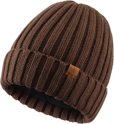 Vista 13 de Home Prefer Gorro de invierno para hombre, con forro polar de lana, gorro de punto cálido Verde militar