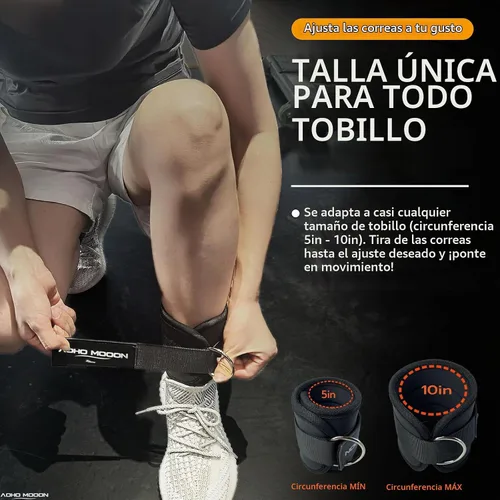 Vista 3 de AOHO MOOON Ankle Strap (2 Pieces) for Cable Machine Women Gym Workout Leg Strap, Premium Padding Ankle Cuffs, Glute Kickback Exercises Equipment