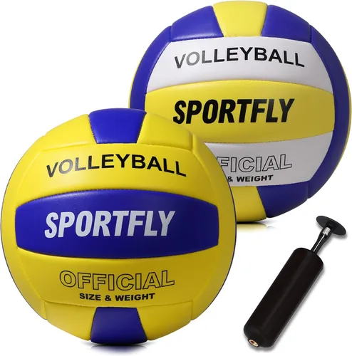 Vista 9 de Official Size 5 Volleyball, Soft Indoor Outdoor Volleyball for Game Gym Training Beach Play, 2 Pcs Per Pack with Pump Kit