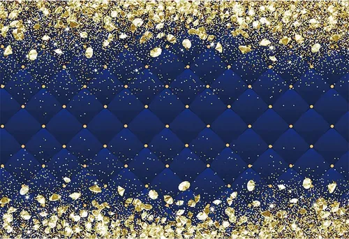 Vista 10 de Renaiss Telón de Fondo Banner de Feliz Cumpleaños de 5x3 pies Diamantes Reales Dorado Azul Fondo de Fotografía para Hombres Mujeres Fiesta