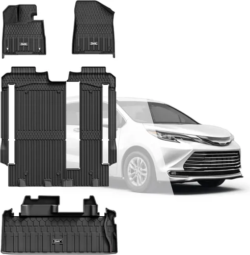 Vista 26 de 3W Alfombrillas para Toyota Sienna 2021-2026 LE/XLE (solo para 8 asientos), revestimiento de suelo TPE para todo tipo de clima, ajuste personalizado