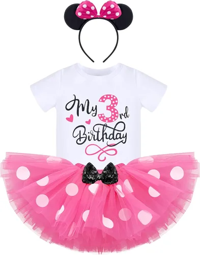 Vista 2 de Conjunto de falda de princesa con diseño de lunares para bebé para el primer cumpleaños de niñas