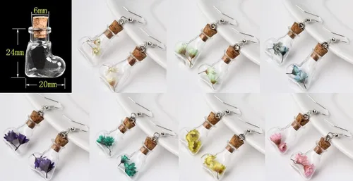 Vista 6 de Pequeños frascos de vidrio pequeños con tapones de corcho, botellas con corcho en forma de corazón, frascos de vidrio transparente, botellas