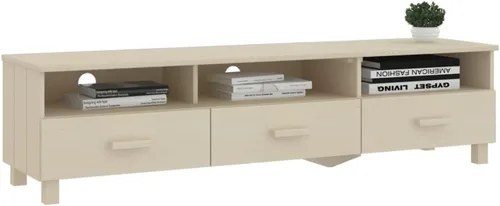 Vista 6 de Consola de TV, gabinete multimedia, centro de entretenimiento, consola de TV, gabinete de TV HAMAR color marrón miel, 62.2 x 15.7 x 15.7 pulgadas