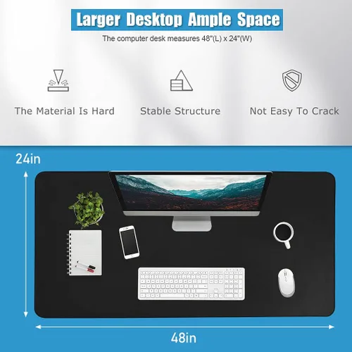 Vista 3 de PayLessHere Escritorio de pie de 48 pulgadas, escritorio para computadora, escritorio de oficina en casa con gran espacio, altura ajustable, diseño