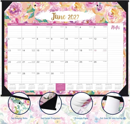 Vista 4 de Calendario de escritorio 2026-2027 – julio 2026 – diciembre 2027, calendario de escritorio mensual grande de 18 meses, 22 x 17 pulgadas, almohadilla