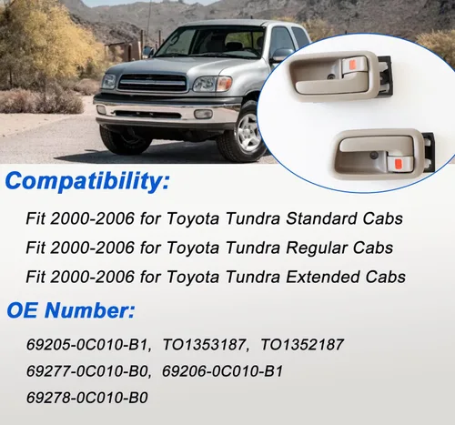 Vista 2 de AUCERAMIC Manijas de puerta interiores con bisel, 2 piezas aptas para Toyota Tundra 2000 2001 2002 2003 2004 2005 2006, repuesto para el lado