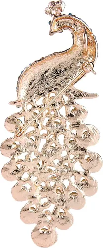Vista 4 de EVER FAITH Broche de cristal austriaco elegante pavo real pájaro animal broche para mujer
