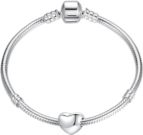 Vista 5 de Dije de plata de ley 925 con forma de corazón con clip y cierre de bloqueo, espaciador, dije de aniversario de Navidad para pulsera Pandora, Plata