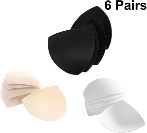 Vista 6 de TENDYCOCO 6 pares de almohadillas de brasier para mujer, almohadillas de bikini y copas (blanco, negro, beige)