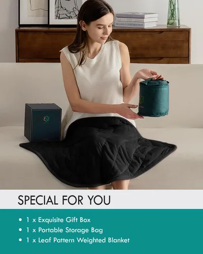 Vista 4 de Kaisa Manta con Peso para Adultos (5 libras, 23" x 29"), Manta de Regazo con Peso Suave Lavable a Máquina, Mantas Pequeñas Pesadas con Cuentas