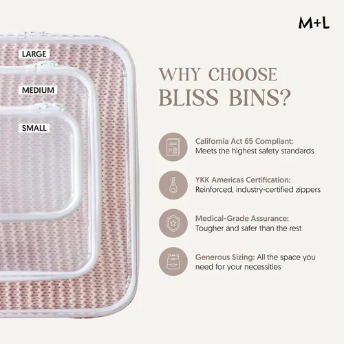 Vista 8 de Maple & Lark Bliss Bins - Estuche rígido transparente con cremallera para almacenamiento - Estuche de lápices de plástico transparente de grado