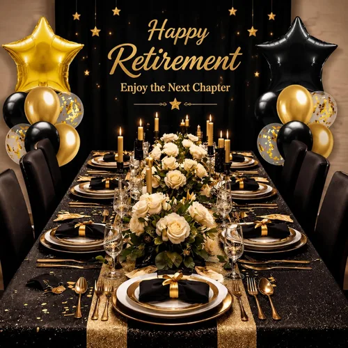 Vista 6 de Lunmon 4 Set Black and Gold Party Decorations Balloon Stand Table Centerpieces for Men's Women's Birthday Wedding Retirement Anniversary Decorations