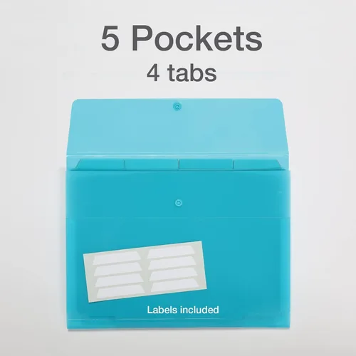 Vista 3 de Oxford Archivos expansibles de plástico, paquete de 8 organizadores de archivos de bolsillo con 4 pestañas y cierre a presión, papel tamaño carta, 2