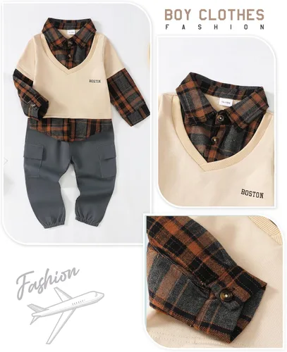 Vista 4 de Renotemy Ropa de bebé para niños pequeños, trajes de mezclilla, sudadera con capucha para niños pequeños