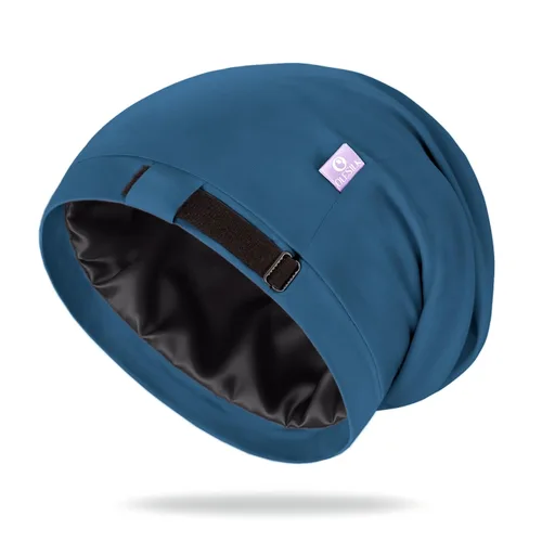 Vista 17 de OLESILK Gorro de seda para cabello rizado, gorro de seda para dormir, unisex, mediano, negro