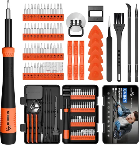 Vista 10 de STREBITO Juego de destornilladores de precisión pequeños de 64 piezas con Torx, Triwing, Pentalobe, kit de herramientas de reparación electrónica