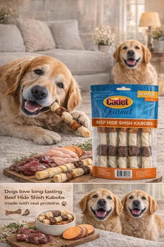 Vista 5 de Cadet Golosina para perros XL, 4 en 1 piel de res Shish Kabobs, 10