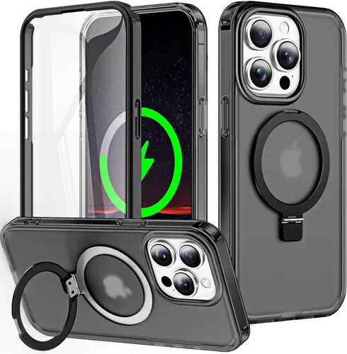 Vista 22 de Funda de cuerpo completo a prueba de golpes para iPhone 13 Pro con soporte magnético invisible [compatible con MagSafe] protector de pantalla